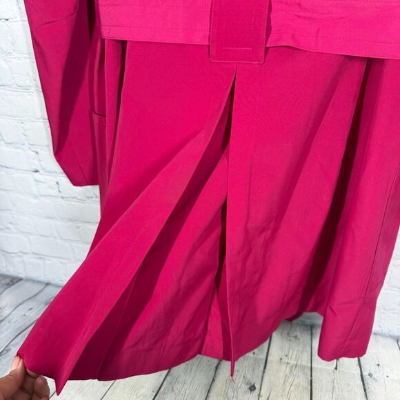 London Fog Trench Coat Womens Large Hot Pink Lined Classic Retro Longline Jacket - Picture 9 of 14